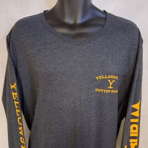 Wrangler Yellowstone T-Shirt 2XL Gray TV Show Dutton Ranch Long Sleeve